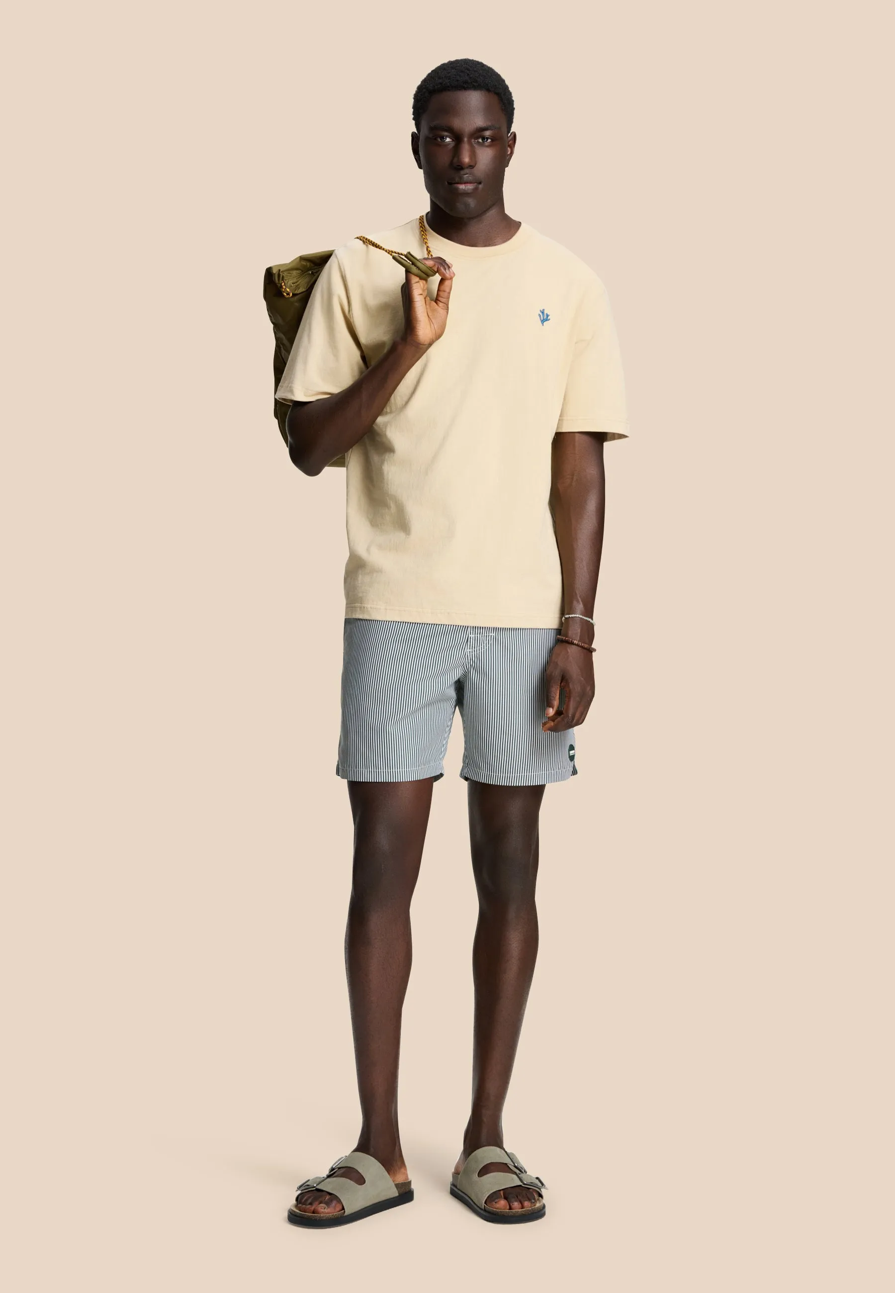MIKE swim shorts fine stripe | green leaf