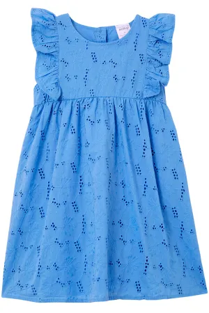 MILKY CORNFLOWER BRODERIE DRESS
