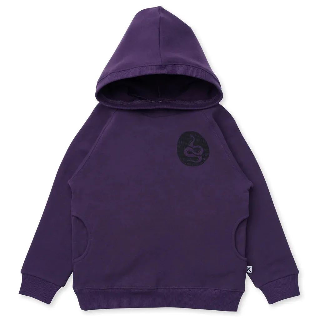 MINTI HELLO SNAKE FURRY HOOD GRAPE