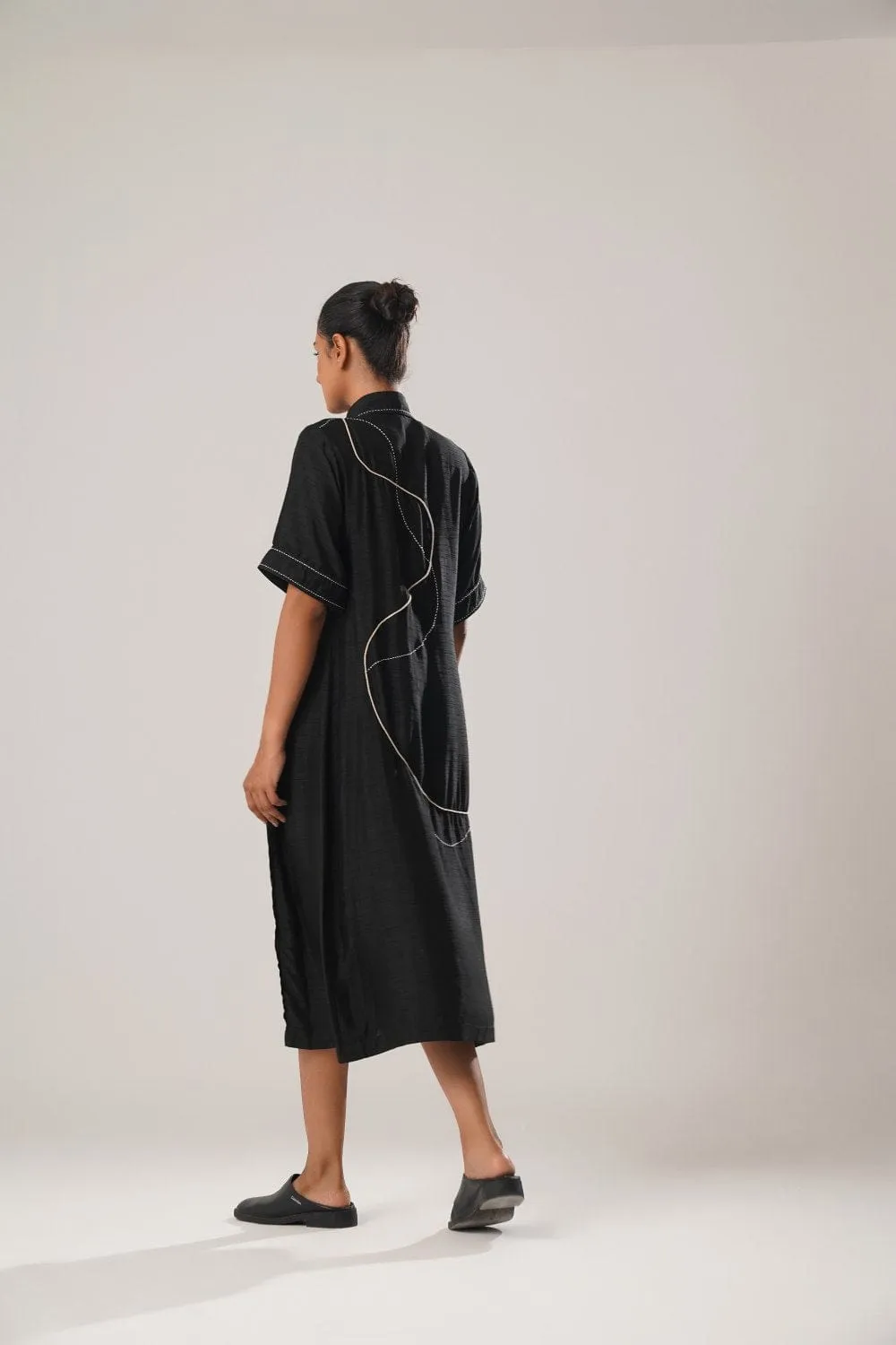 MJ PLEATED DRESS (BLACK)