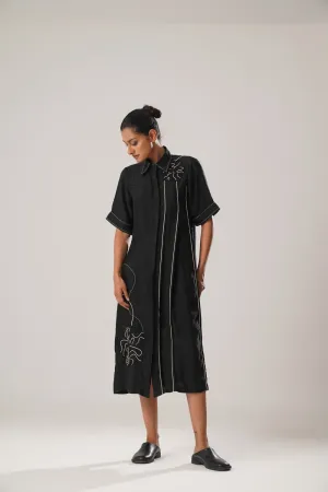 MJ PLEATED DRESS (BLACK)