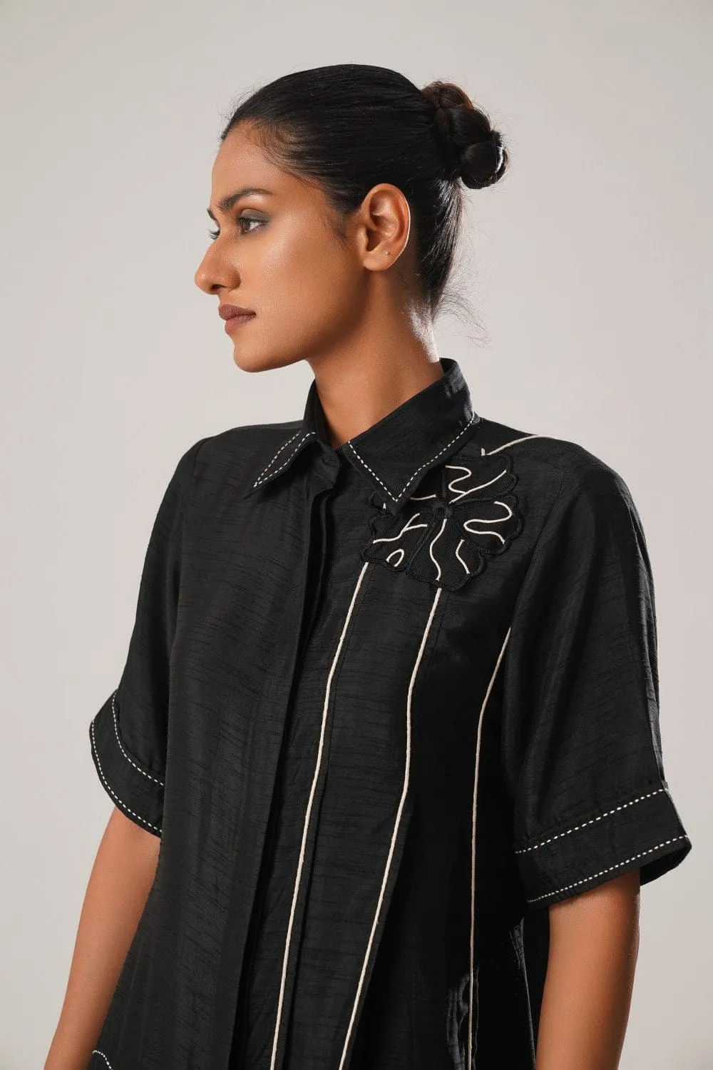 MJ PLEATED DRESS (BLACK)