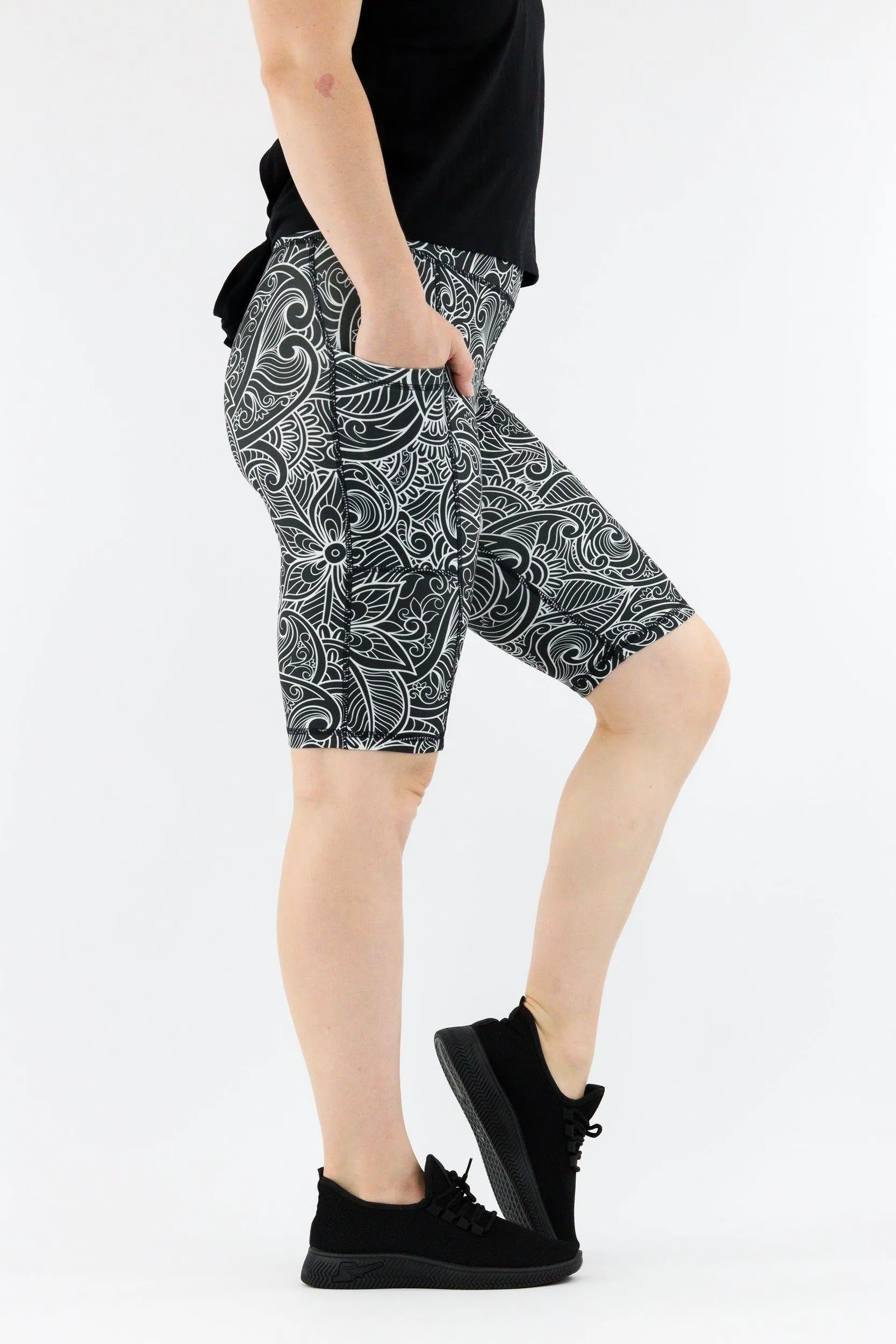 Monochrome Paisley - Hybrid 1.0 - Leg Pockets - Long Shorts