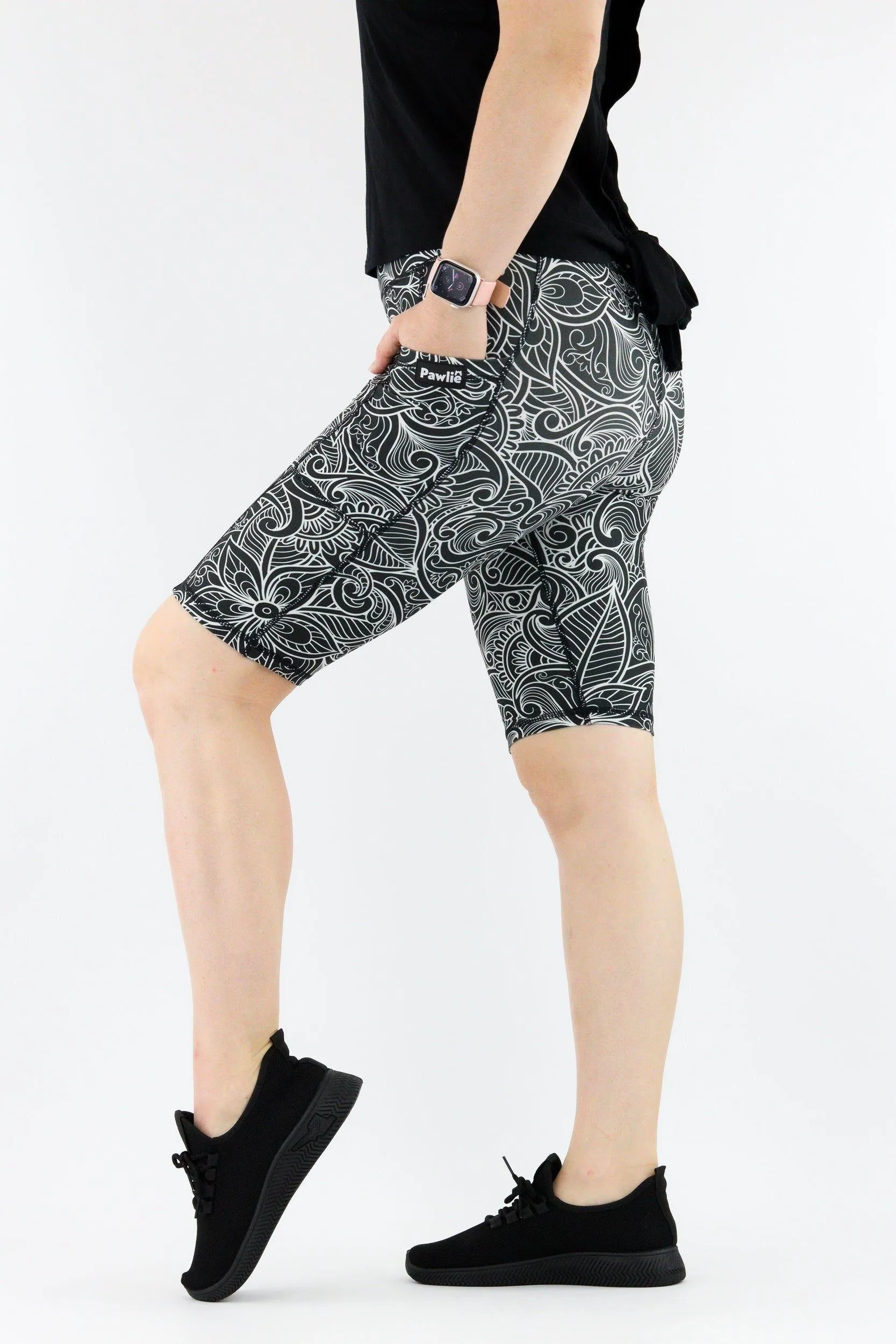 Monochrome Paisley - Hybrid 1.0 - Leg Pockets - Long Shorts