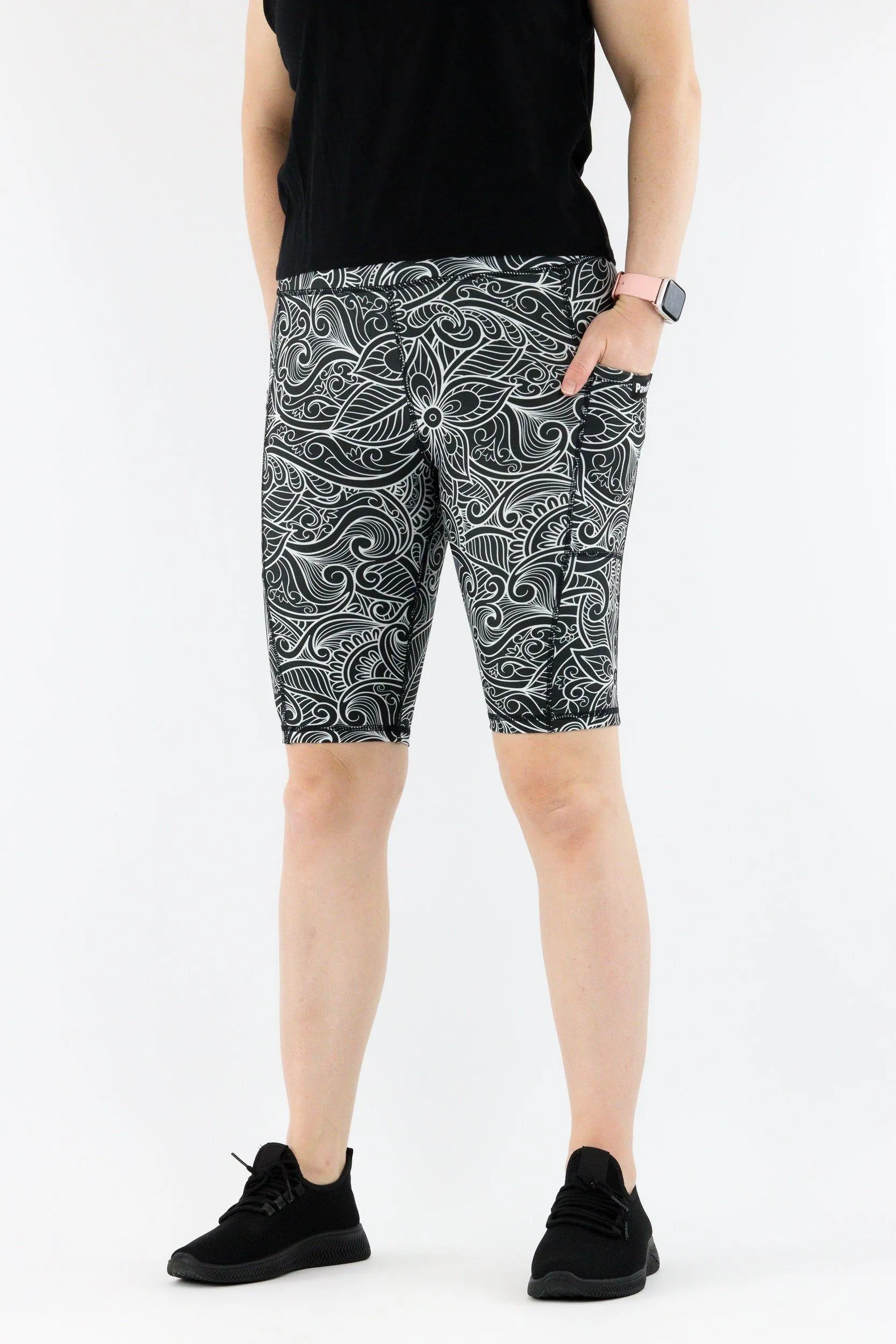 Monochrome Paisley - Hybrid 1.0 - Leg Pockets - Long Shorts
