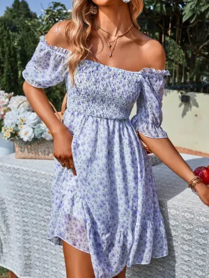 Monta Mini Dress - Blue Floral