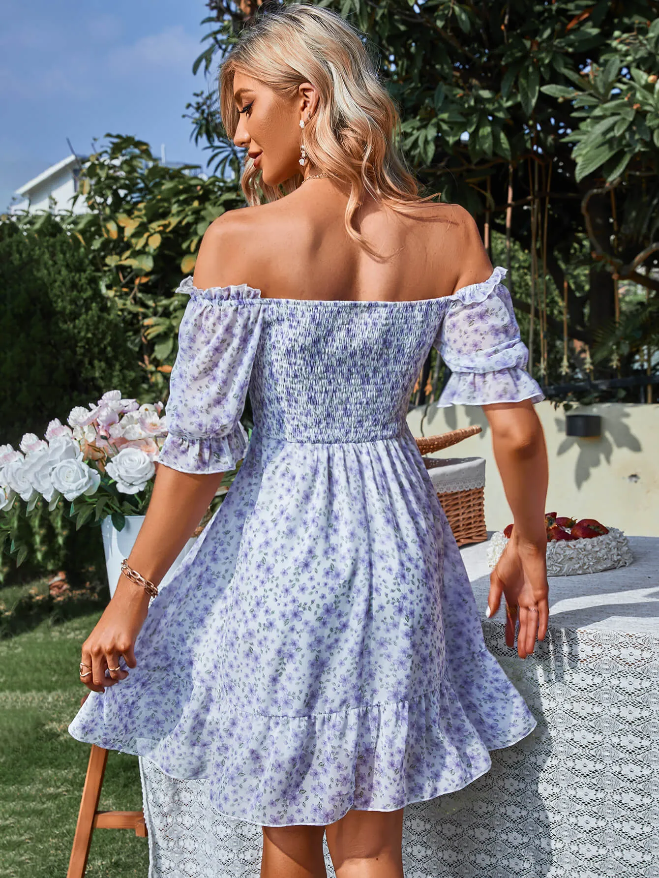 Monta Mini Dress - Blue Floral