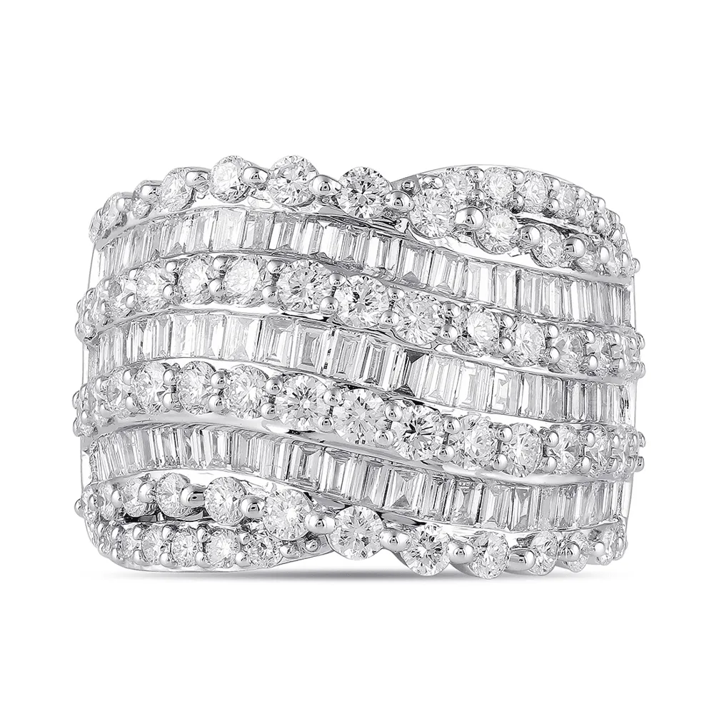 Multi Row Channel Ring with 2.50ct of Laboratory Grown Diamonds in 9ct White Gold