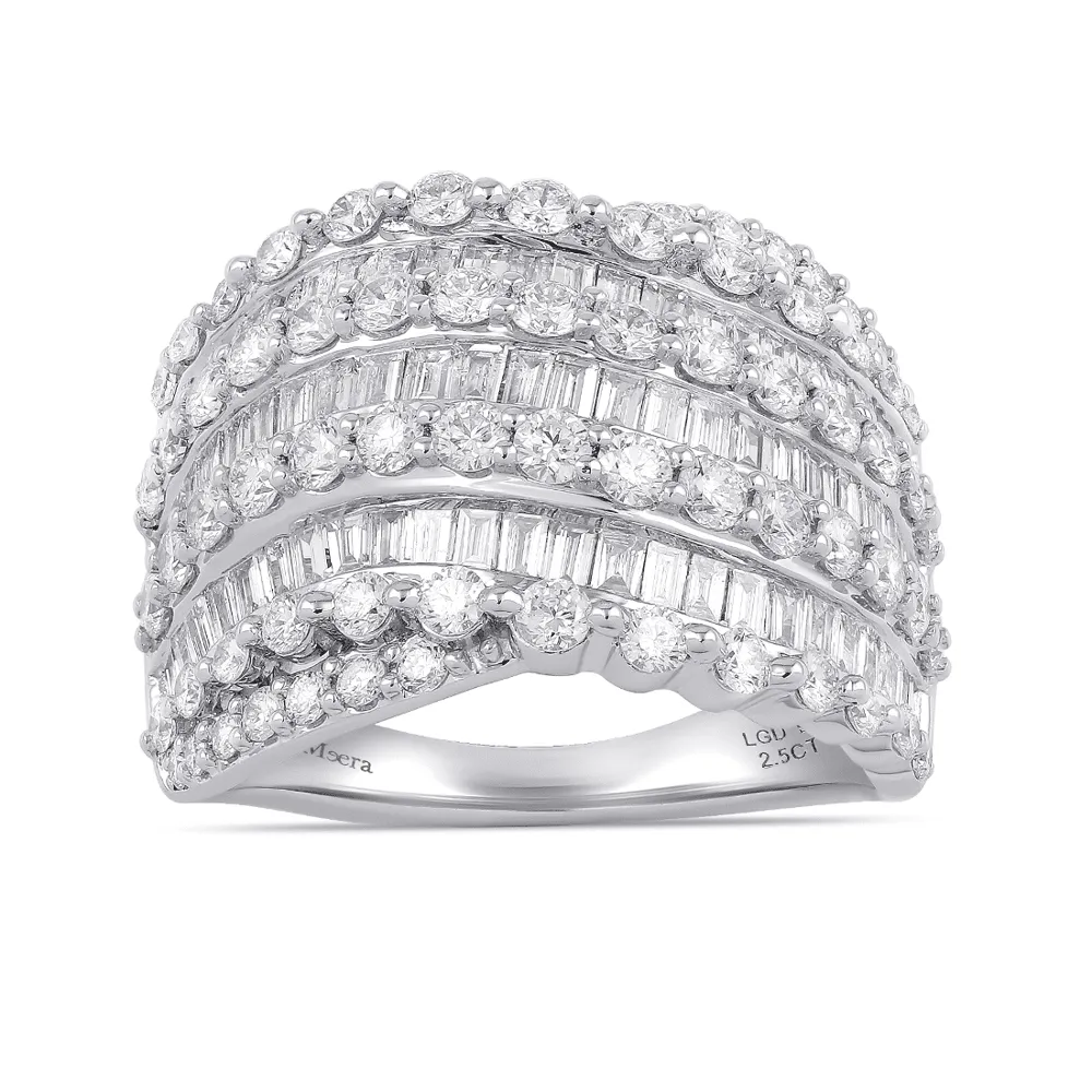 Multi Row Channel Ring with 2.50ct of Laboratory Grown Diamonds in 9ct White Gold