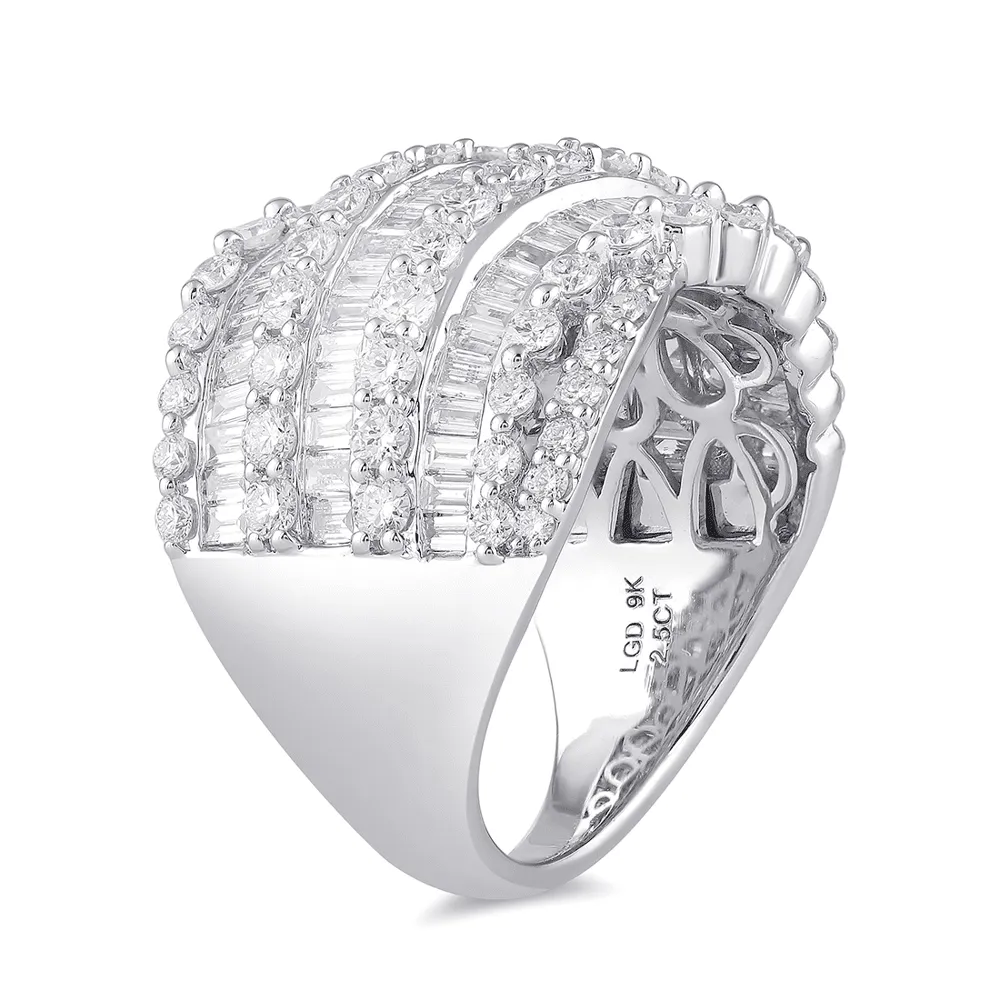 Multi Row Channel Ring with 2.50ct of Laboratory Grown Diamonds in 9ct White Gold