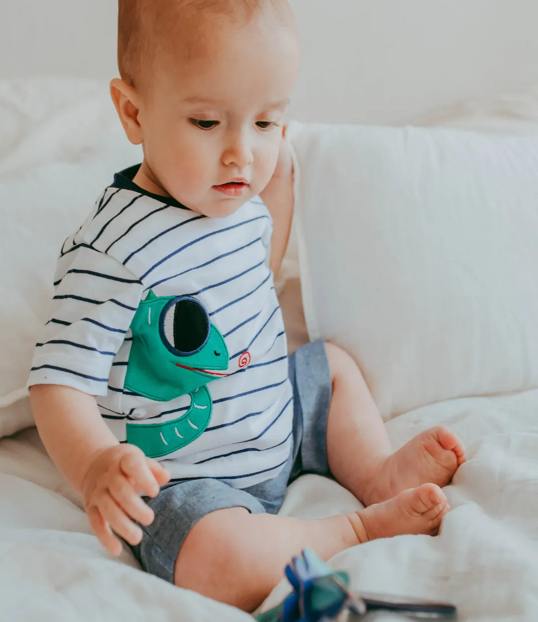 Multicoloured Lizard Applique Top And Short Set
