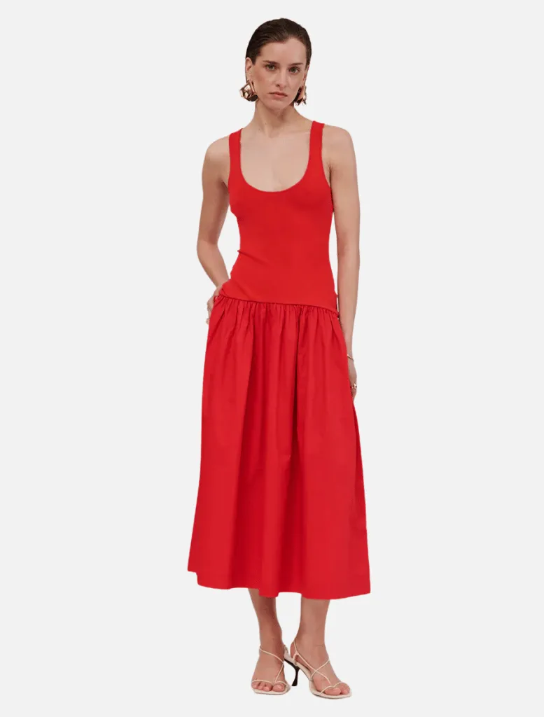 Naples Drop Waist Maxi Dress - Red