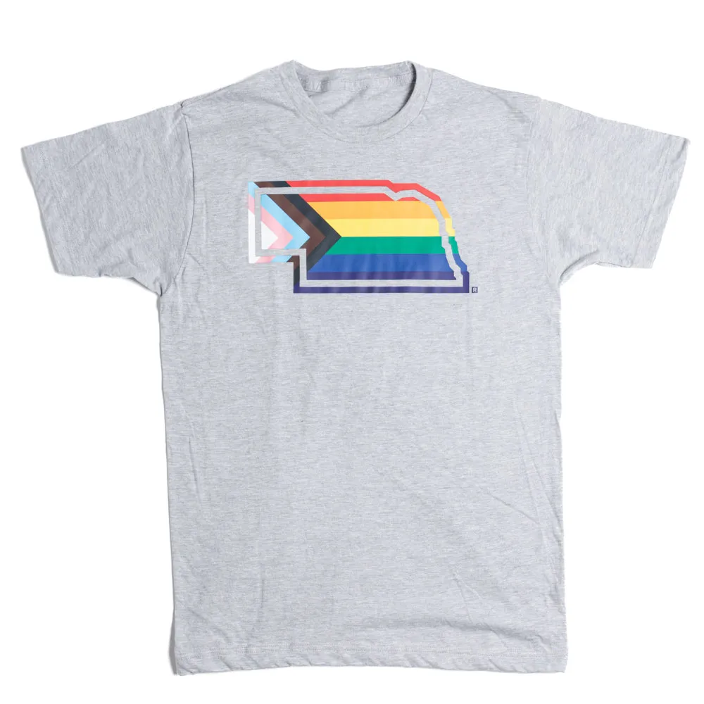 Nebraska Outline Progress Pride Flag