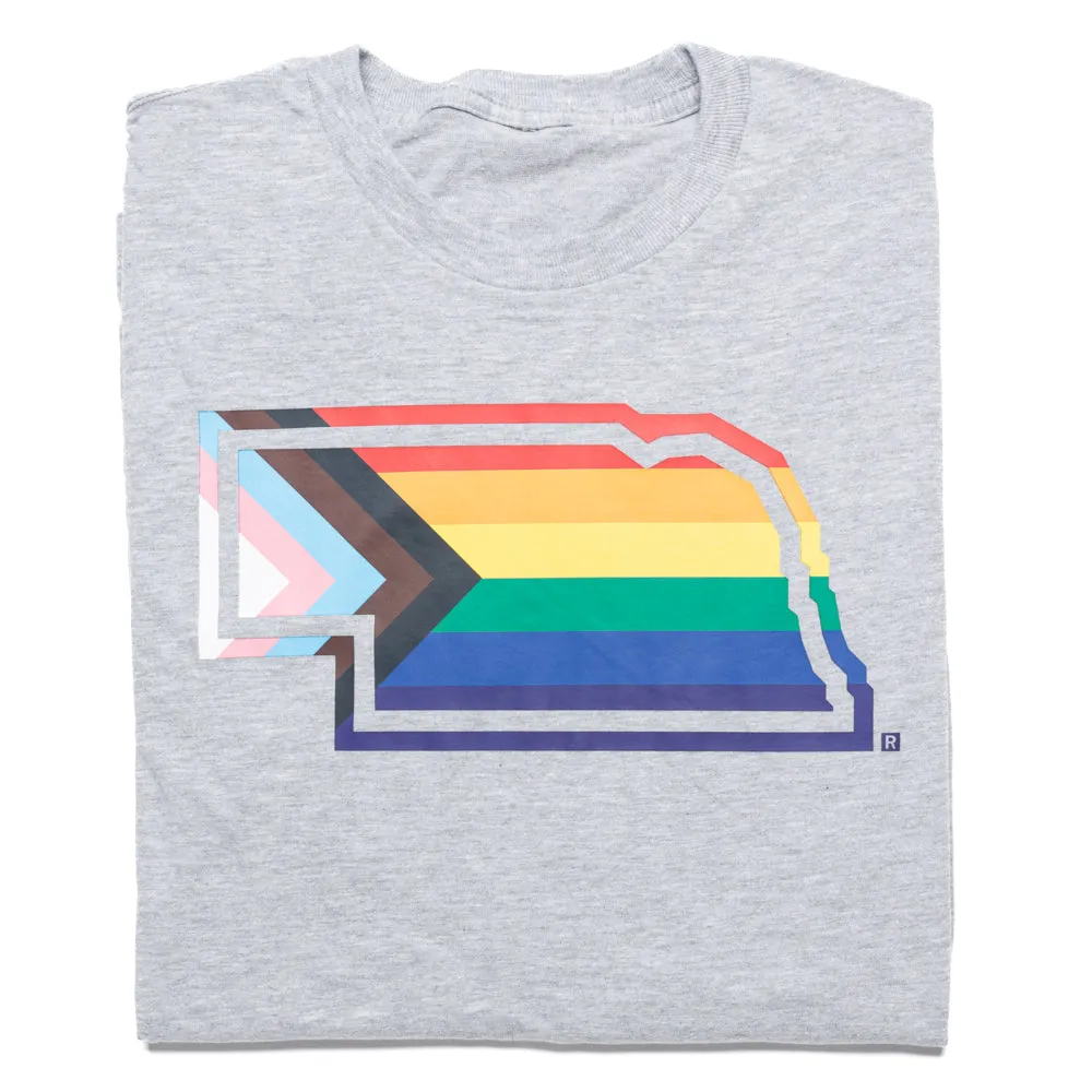 Nebraska Outline Progress Pride Flag