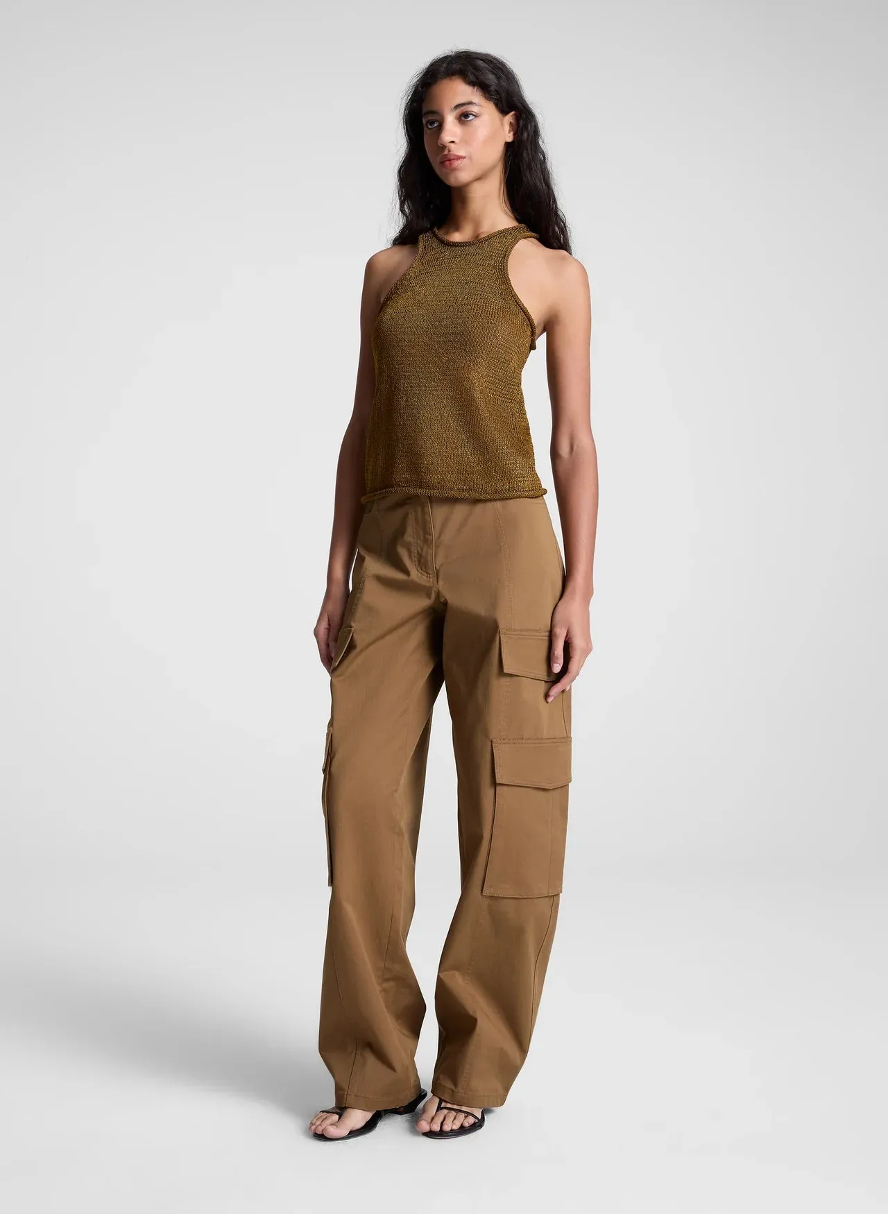 Nelly Open Knit Tank - Oil