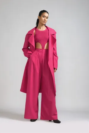 New Season Summer/Fall 24-Coord Set Trench Jacket Cotton Pink-MT KA TR Jacket Coord Set-Pink 3pcs-Fashion Edit Mati