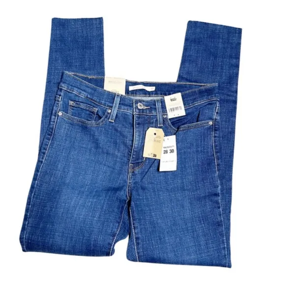 New with Tags Levi's Women's 311 Shaping Skinny Medium Wash Denim Raw Hem Jeans