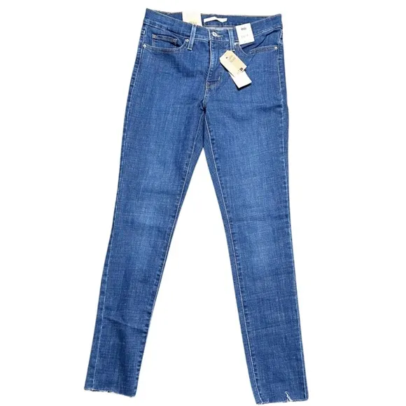 New with Tags Levi's Women's 311 Shaping Skinny Medium Wash Denim Raw Hem Jeans