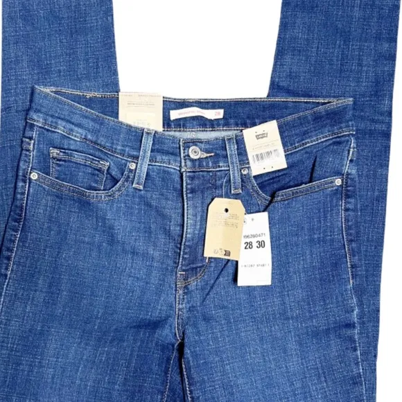New with Tags Levi's Women's 311 Shaping Skinny Medium Wash Denim Raw Hem Jeans