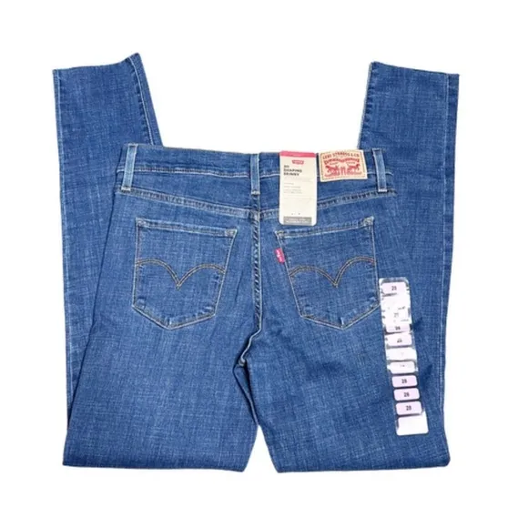 New with Tags Levi's Women's 311 Shaping Skinny Medium Wash Denim Raw Hem Jeans