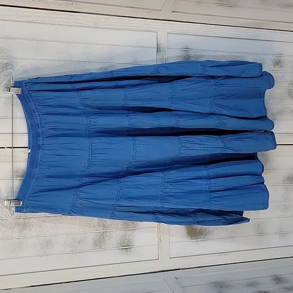 NWOT Free People In Full Swing Midi Skirt Blue Small