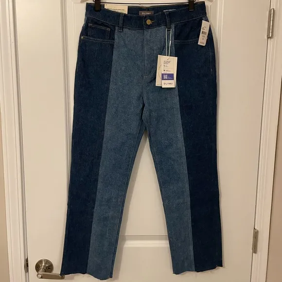 NWT DL1961 two tone Patti Straight High Rise Vintage Ankle Jeans