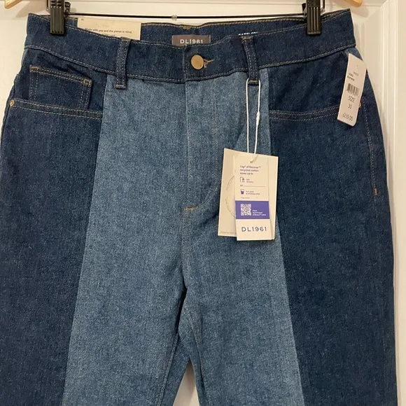 NWT DL1961 two tone Patti Straight High Rise Vintage Ankle Jeans