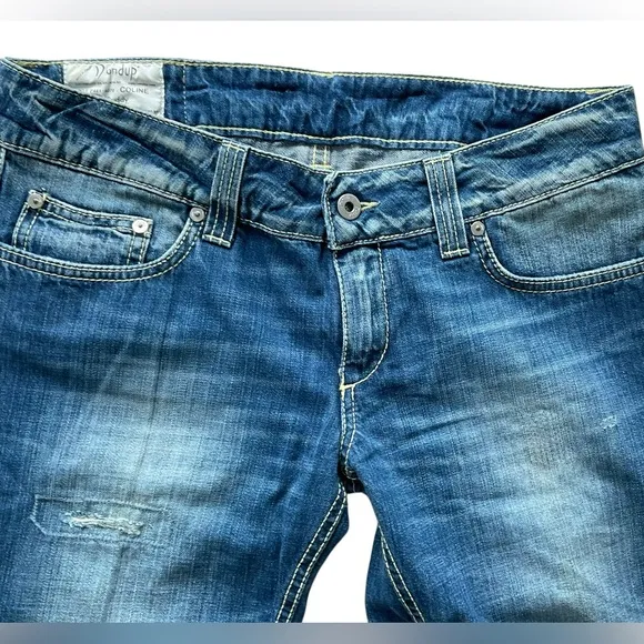 NWT DONDUP JEANS COLINE ITALY LOW RISE FLARE BUDDY WASH 29 X 34 LOGO 100% COTTON