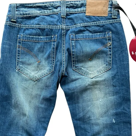 NWT DONDUP JEANS COLINE ITALY LOW RISE FLARE BUDDY WASH 29 X 34 LOGO 100% COTTON