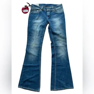 NWT DONDUP JEANS COLINE ITALY LOW RISE FLARE BUDDY WASH 29 X 34 LOGO 100% COTTON