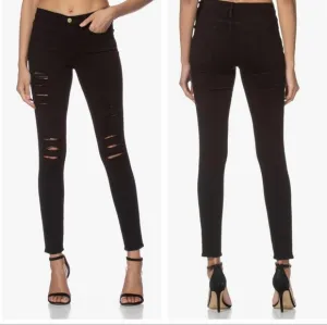 NWT FRAME Le Skinny De Jeanne Black Distressed Jeans Size 28