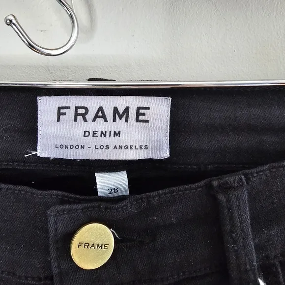 NWT FRAME Le Skinny De Jeanne Black Distressed Jeans Size 28