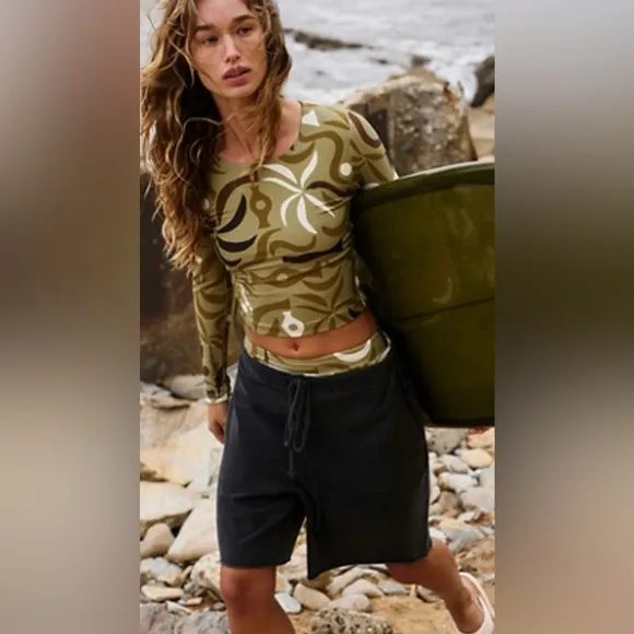 Nwt FREE PEOPLE Easy Rider Shorts S Black New FP MOVEMENT