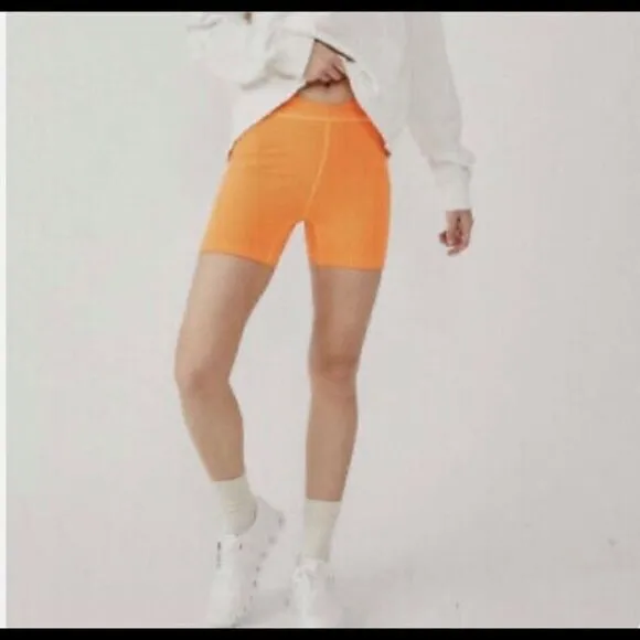 NWT Free People Throw burning up neon orange ribbed shorts LARGE