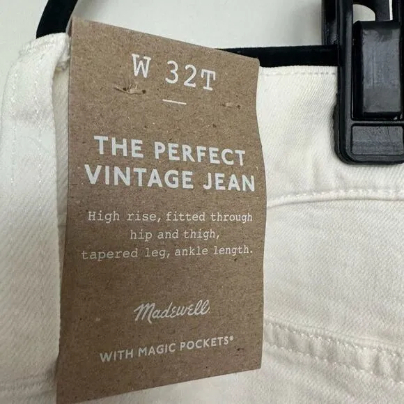 NWT Madewell The Tall Perfect Vintage Jean in Tile White, Size 32 Tall