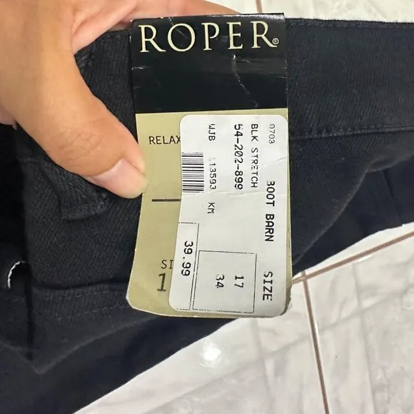 NWT Vintage Roper Western Denim Black Jeans Womens Size 17 Mom Jeans High Waist