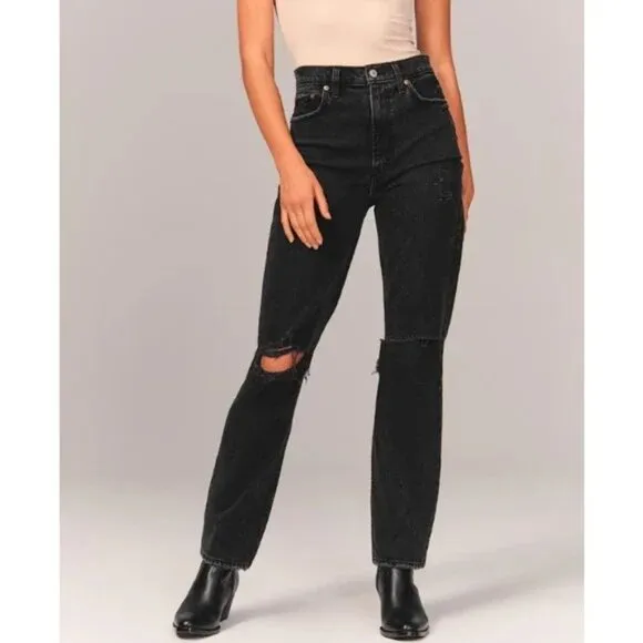 NWT Womens Plus Size 22 SHORT Abercrombie &amp; Fitch 90’s Straight High Rise Jeans