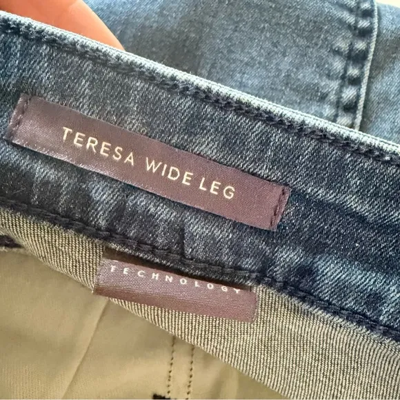 NYDJ Jeans Womens  Denim Teresa Wide Leg Ankle Raw Frayed Hem SZ 14 New