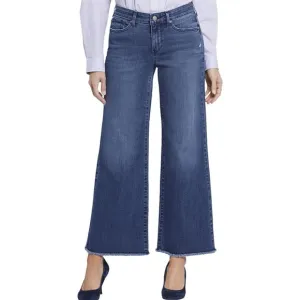 NYDJ Jeans Womens  Denim Teresa Wide Leg Ankle Raw Frayed Hem SZ 14 New