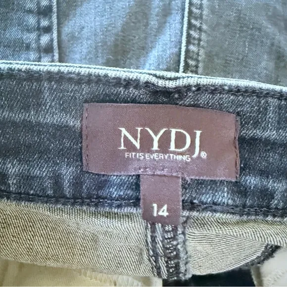 NYDJ Jeans Womens  Denim Teresa Wide Leg Ankle Raw Frayed Hem SZ 14 New