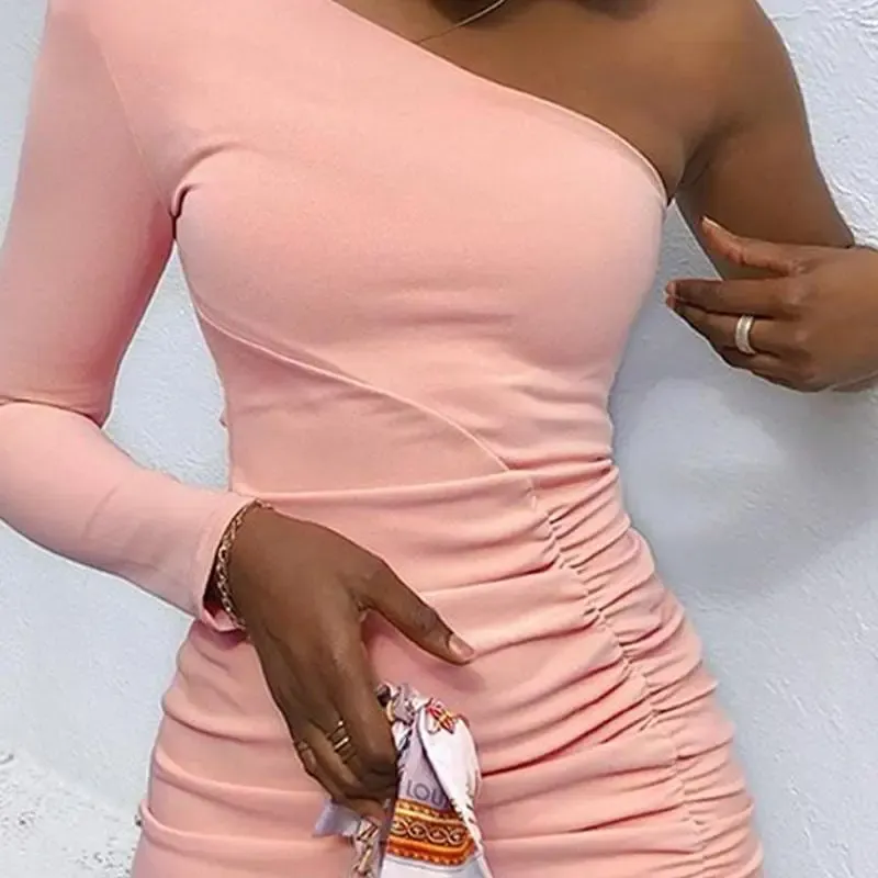 Nyssa One-Shoulder Ruched Asymmetrical Mini Dress