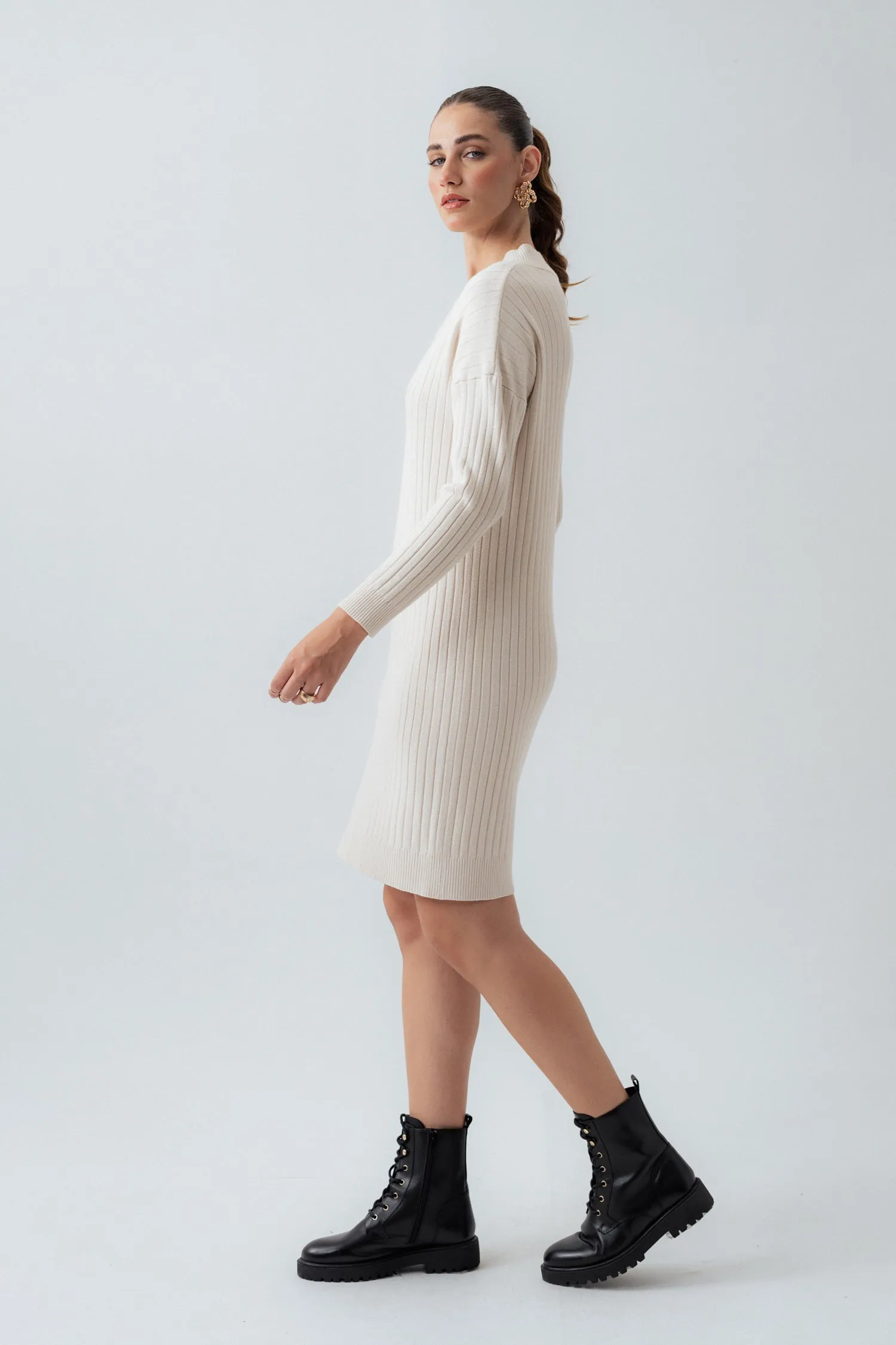 Off-White Wool Midi Dress