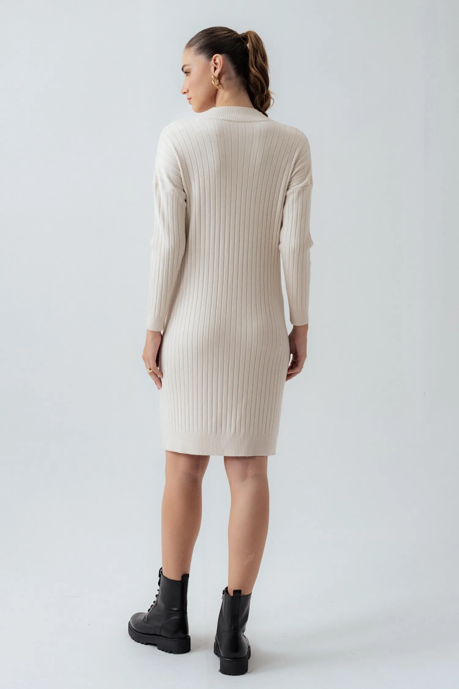 Off-White Wool Midi Dress
