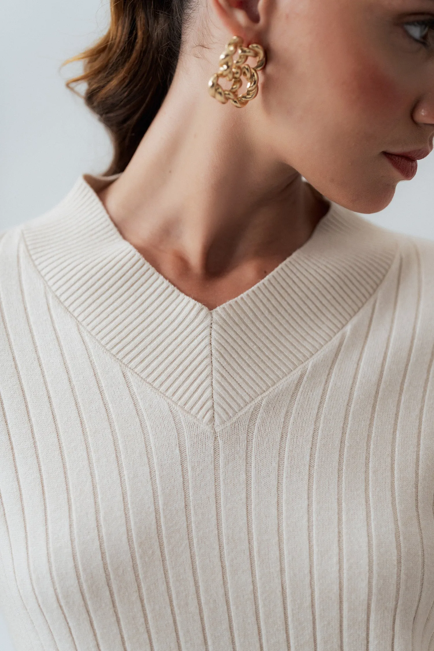 Off-White Wool Midi Dress