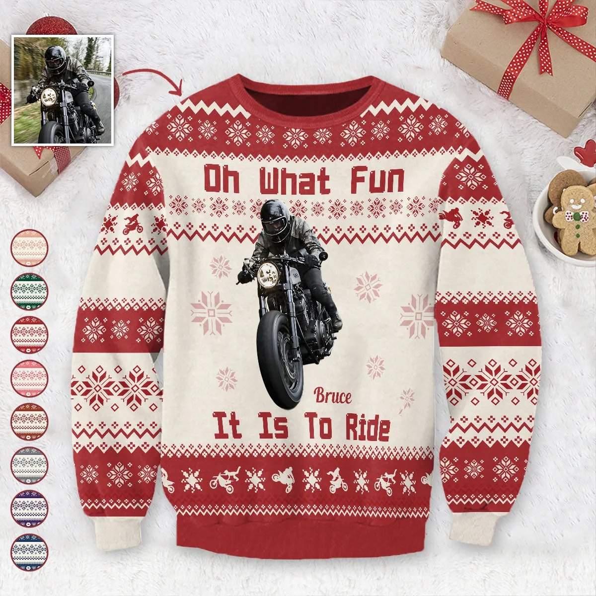 Oh What Fun It Is To Ride - Personalized Biker Ugly Sweater