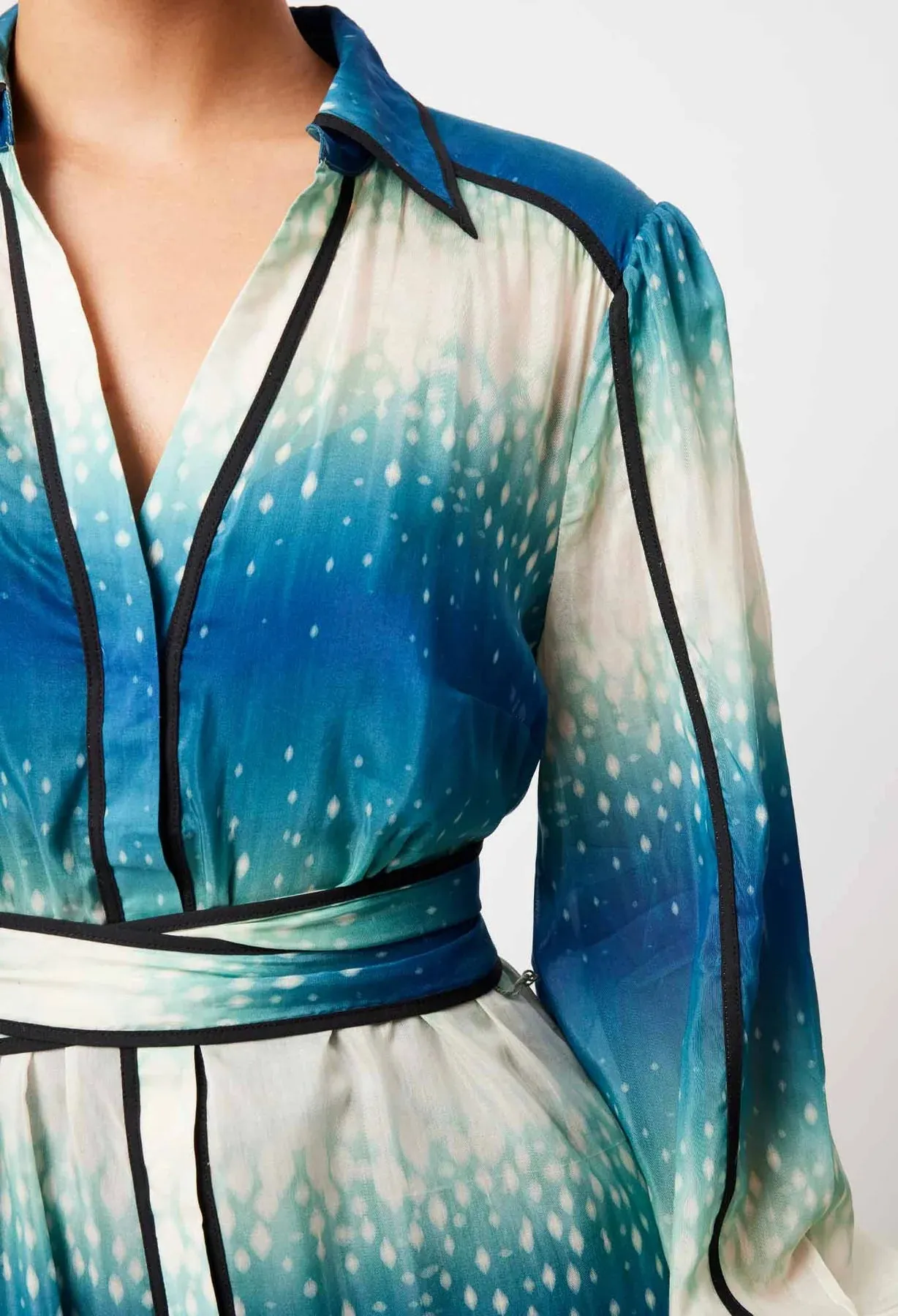 Once Was - Altair Cotton Silk Shirt Dress - Galaxy Print