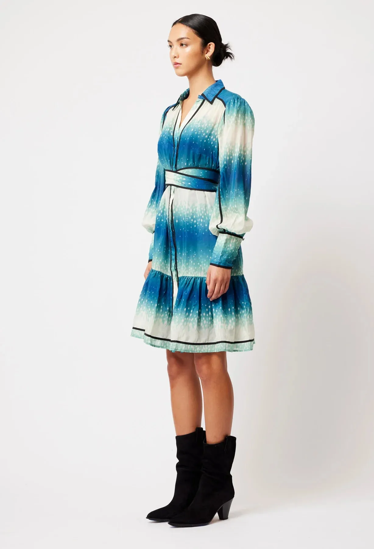 Once Was - Altair Cotton Silk Shirt Dress - Galaxy Print