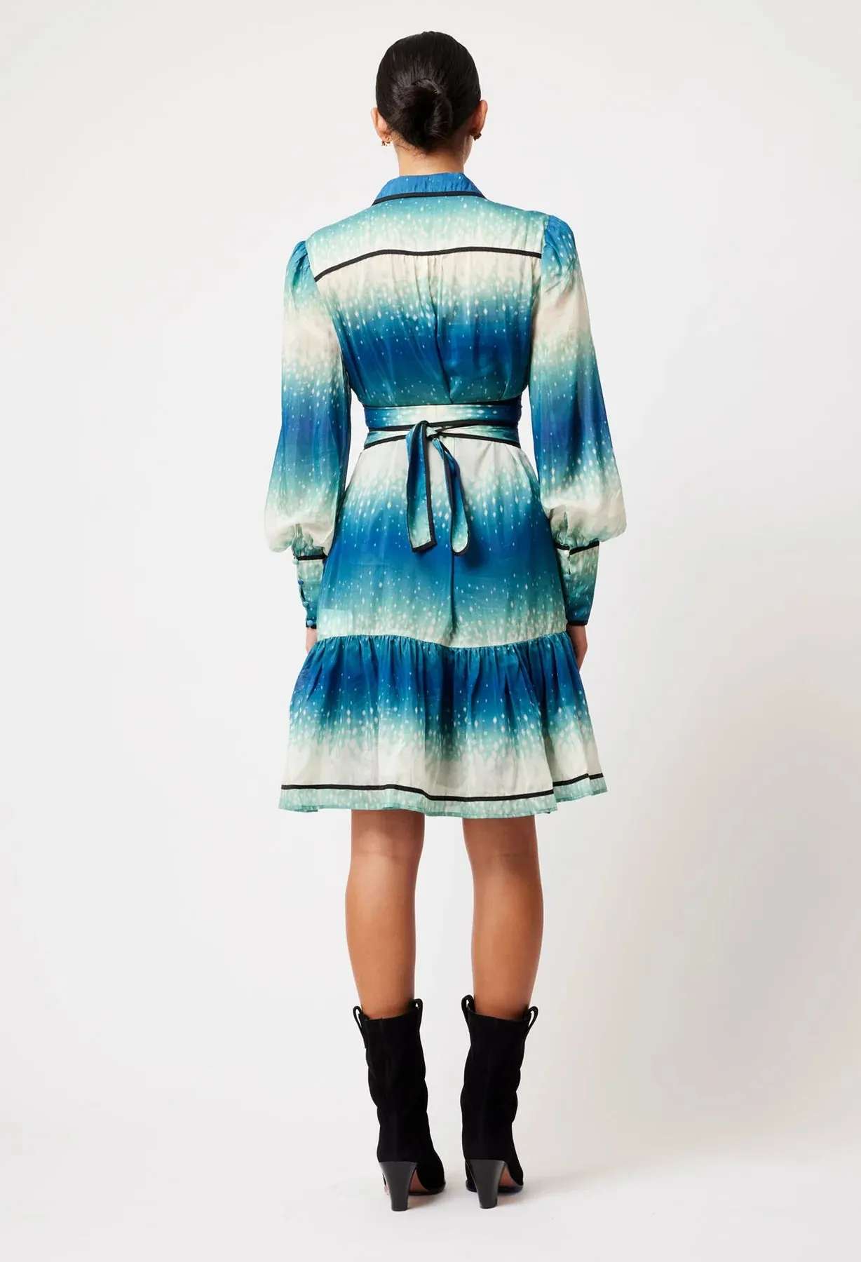 Once Was - Altair Cotton Silk Shirt Dress - Galaxy Print