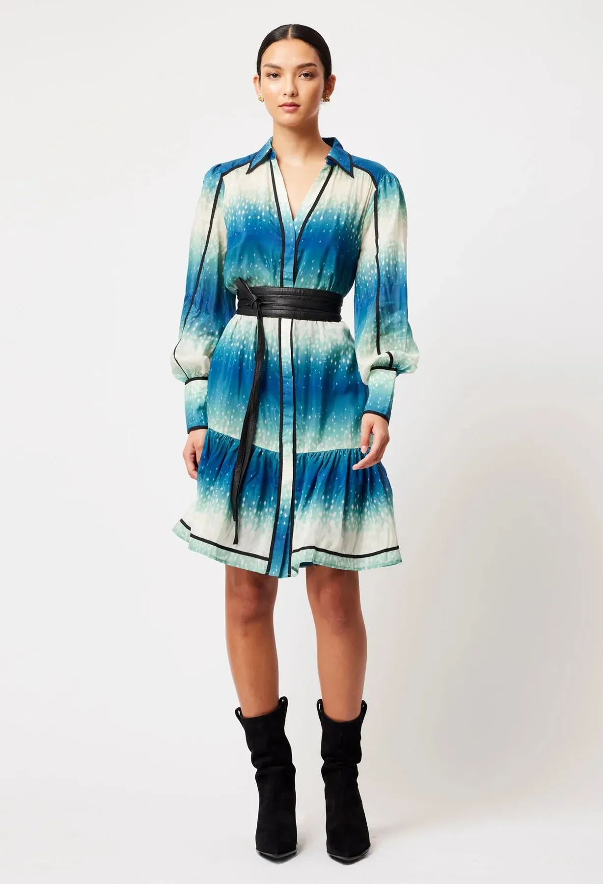 Once Was - Altair Cotton Silk Shirt Dress - Galaxy Print