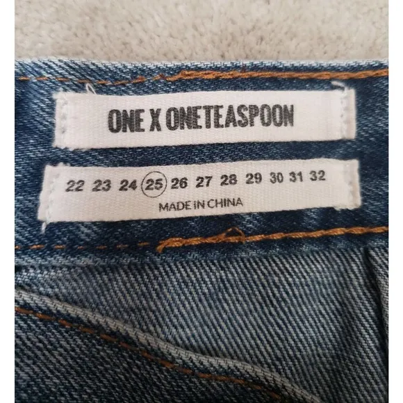 One Teaspoon Free love Distressed Jeans Knee Length Skirt Size 25